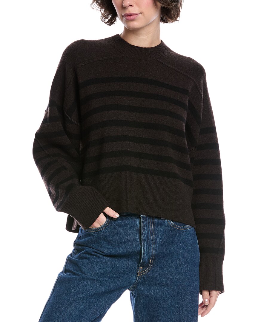 Rag & Bone Bridget Stripe Crewneck Wool-blend Sweater In Brown