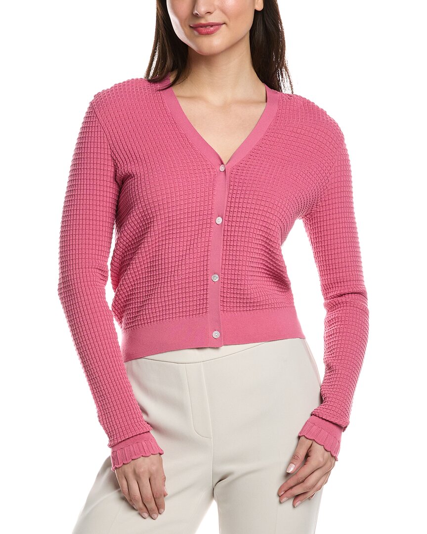 Theory Lace Trim Cardigan In Pink