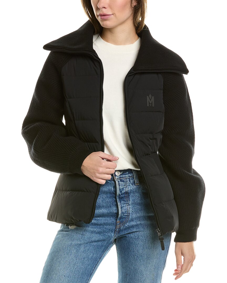 Mackage Wool-trim Down Jacket In Black