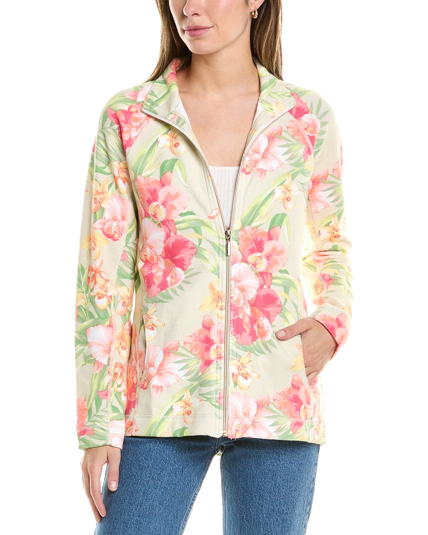 Tommy Bahama Aruba Fleur De Lei Front Zip Jacket In Pink