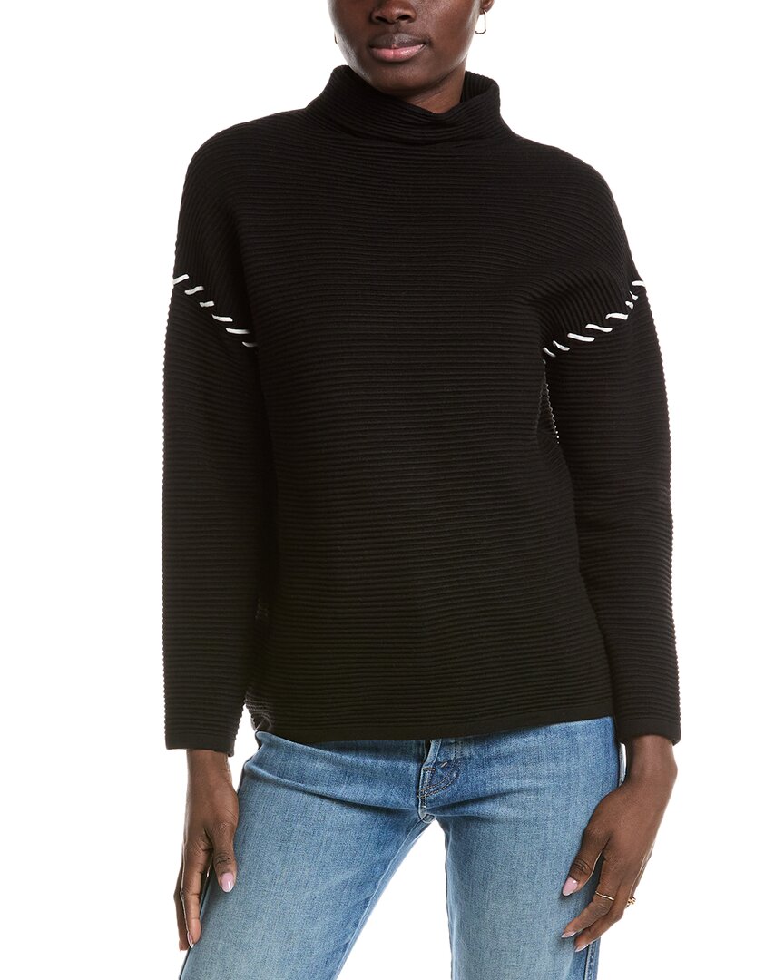 T Tahari Funnel Neck Ottoman Sweater In Black