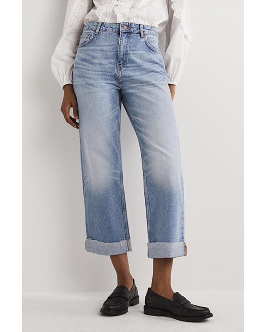 Shop Boden Relaxed Straight Turn Up Jean In Blue