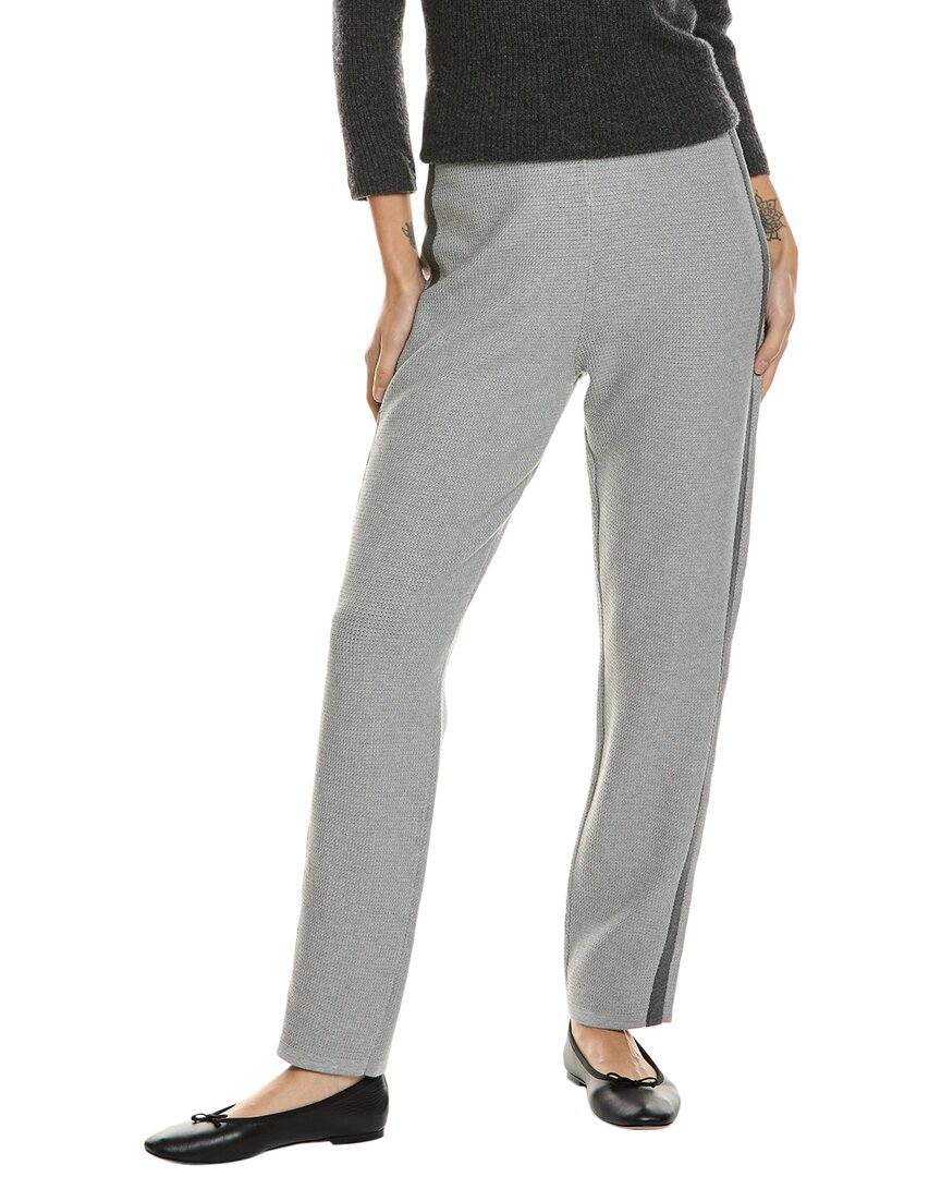 St John Satin Crepe Wide-leg Trouser Pants With Button Detail In Grey