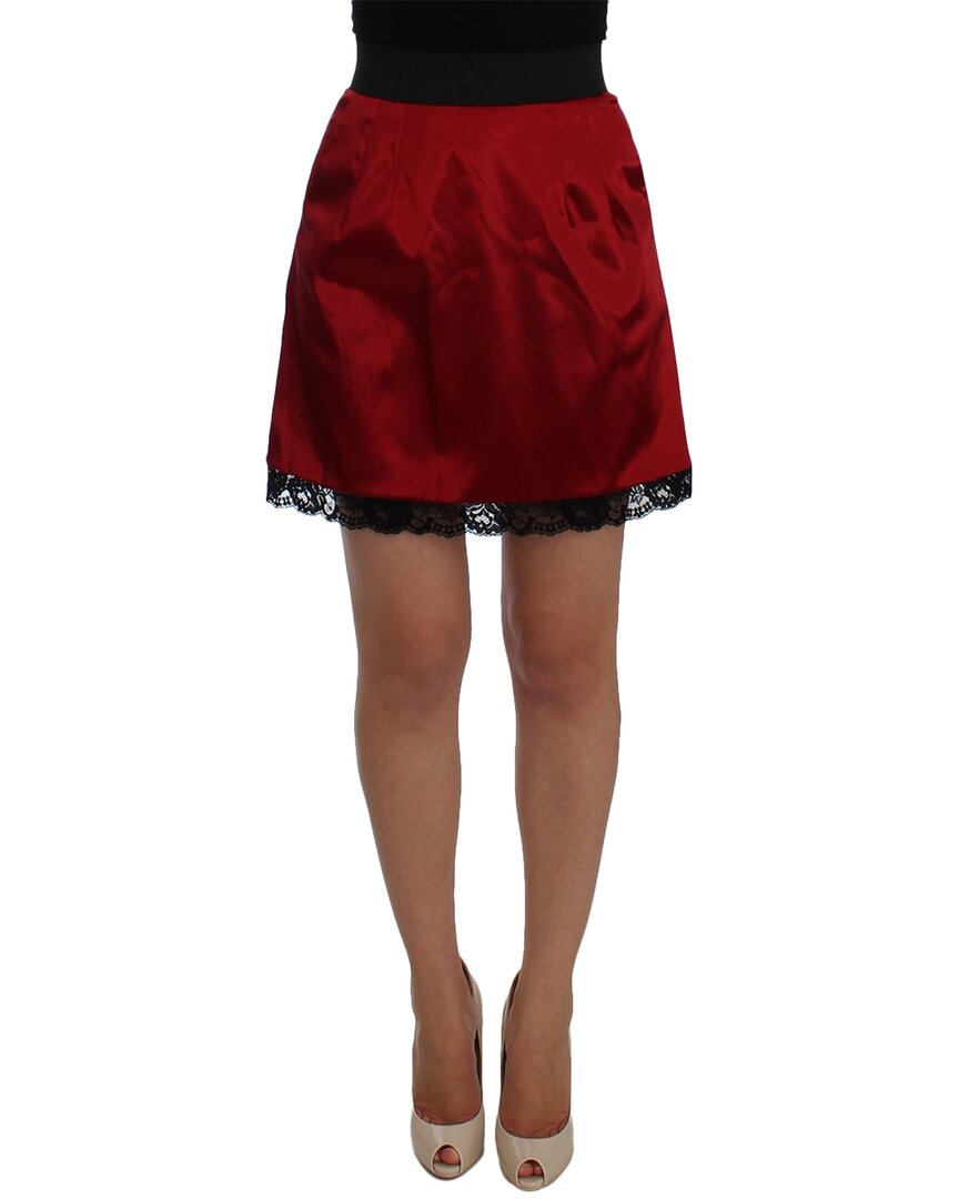 Shop Dolce & Gabbana Red Black Lace A-line Above Knee W