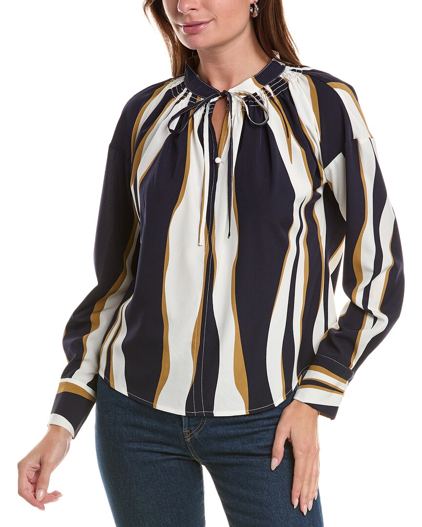 Gracia Abstract Print Blouse In Navy