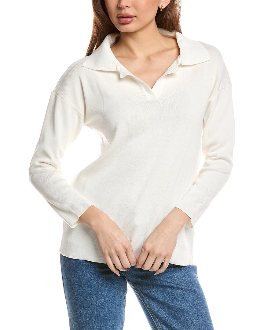 Madison Miles Polo Sweater In White