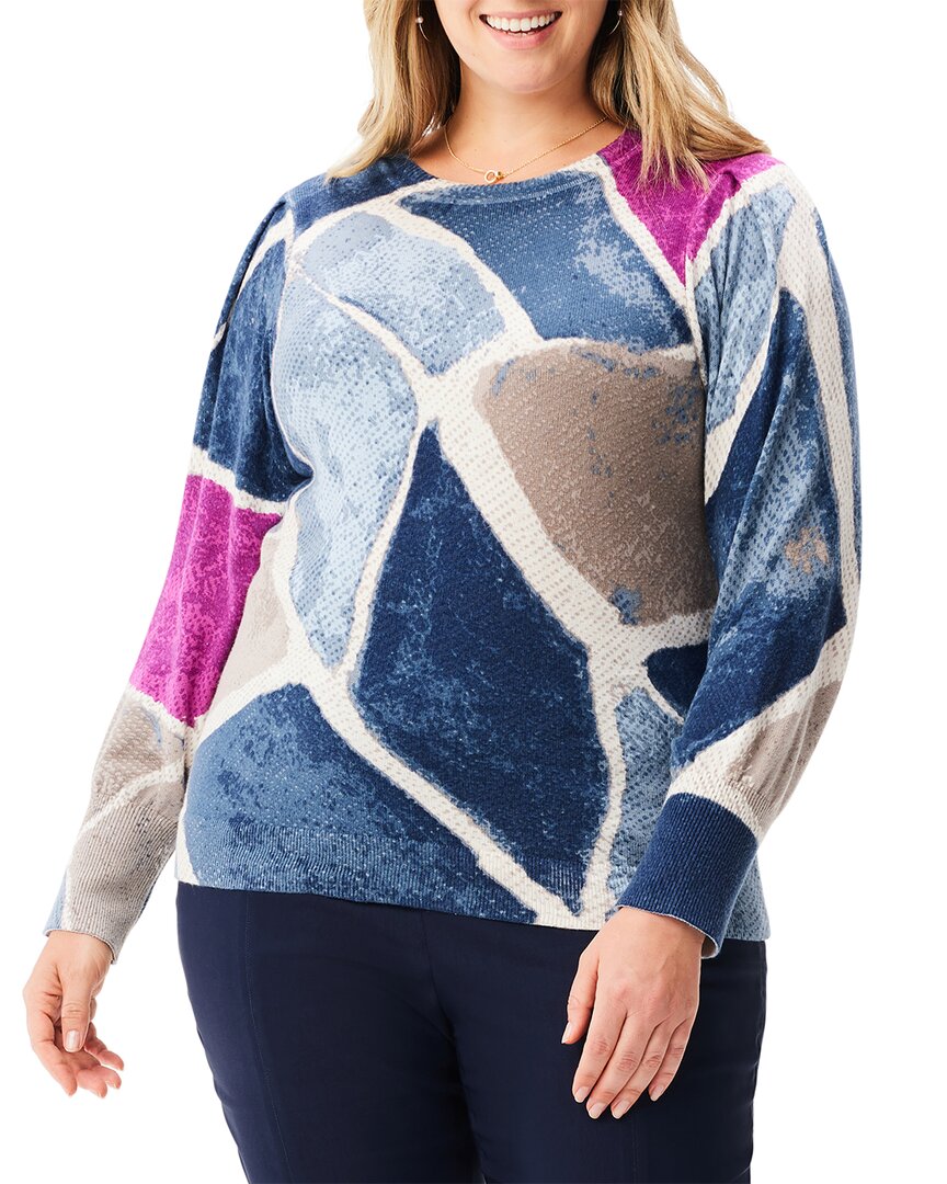 Nic + Zoe Nic+zoe Plus Printed Tiles Femme Sleeve Sweater