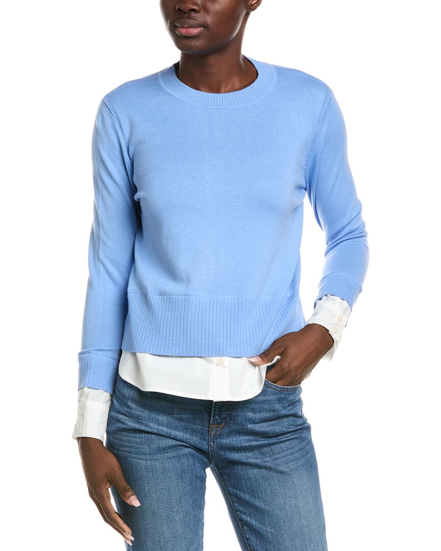 Alashan Cashmere Duet Shirttail Cashmere-blend Sweater In Blue