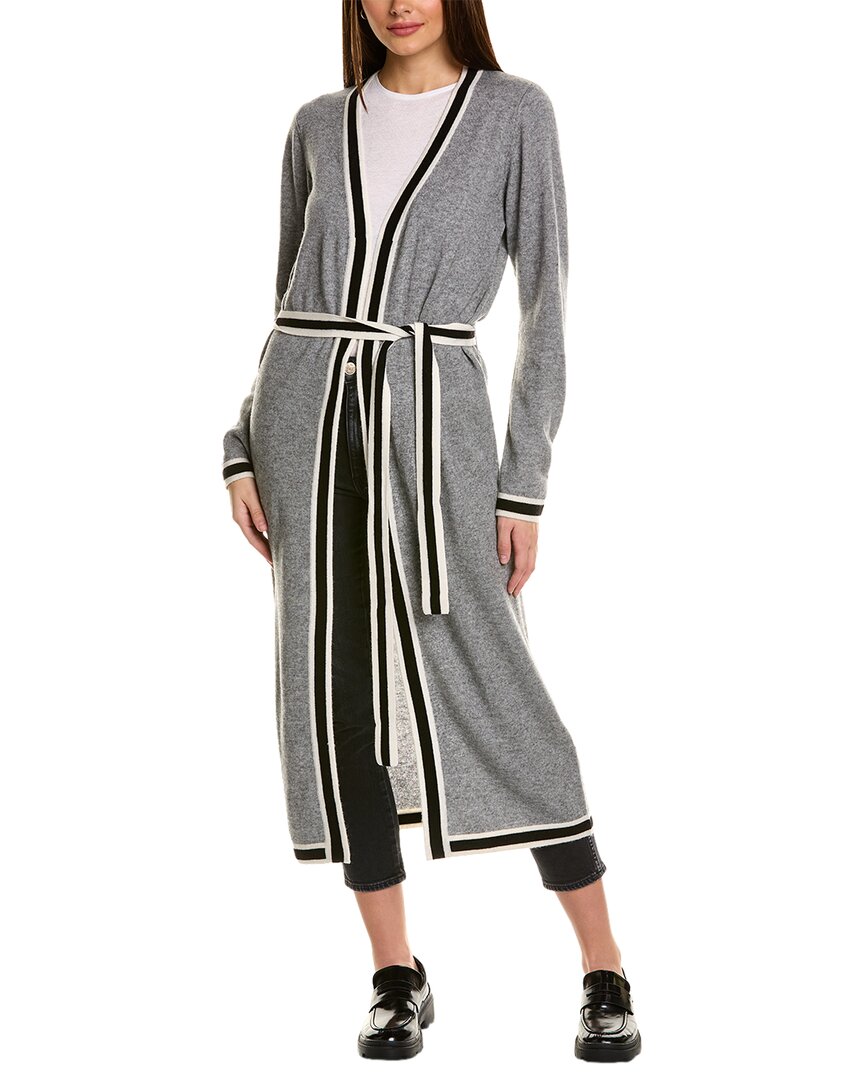 Shop Scott & Scott London Maxi Tia Long Wool & Cashmere-blend Cardigan In Grey