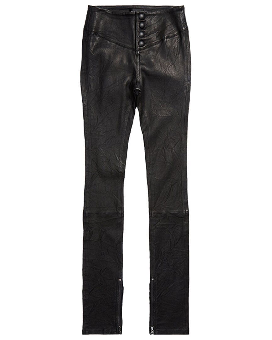 Paige Ellery Leather Ankle Pant In Black