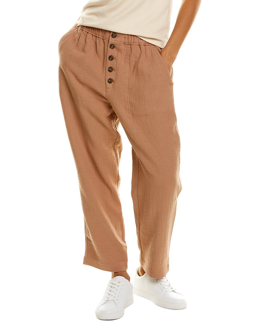MADEWELL HIGH-RISE TAPERED BUTTON FRONT LINEN-BLEND PANT