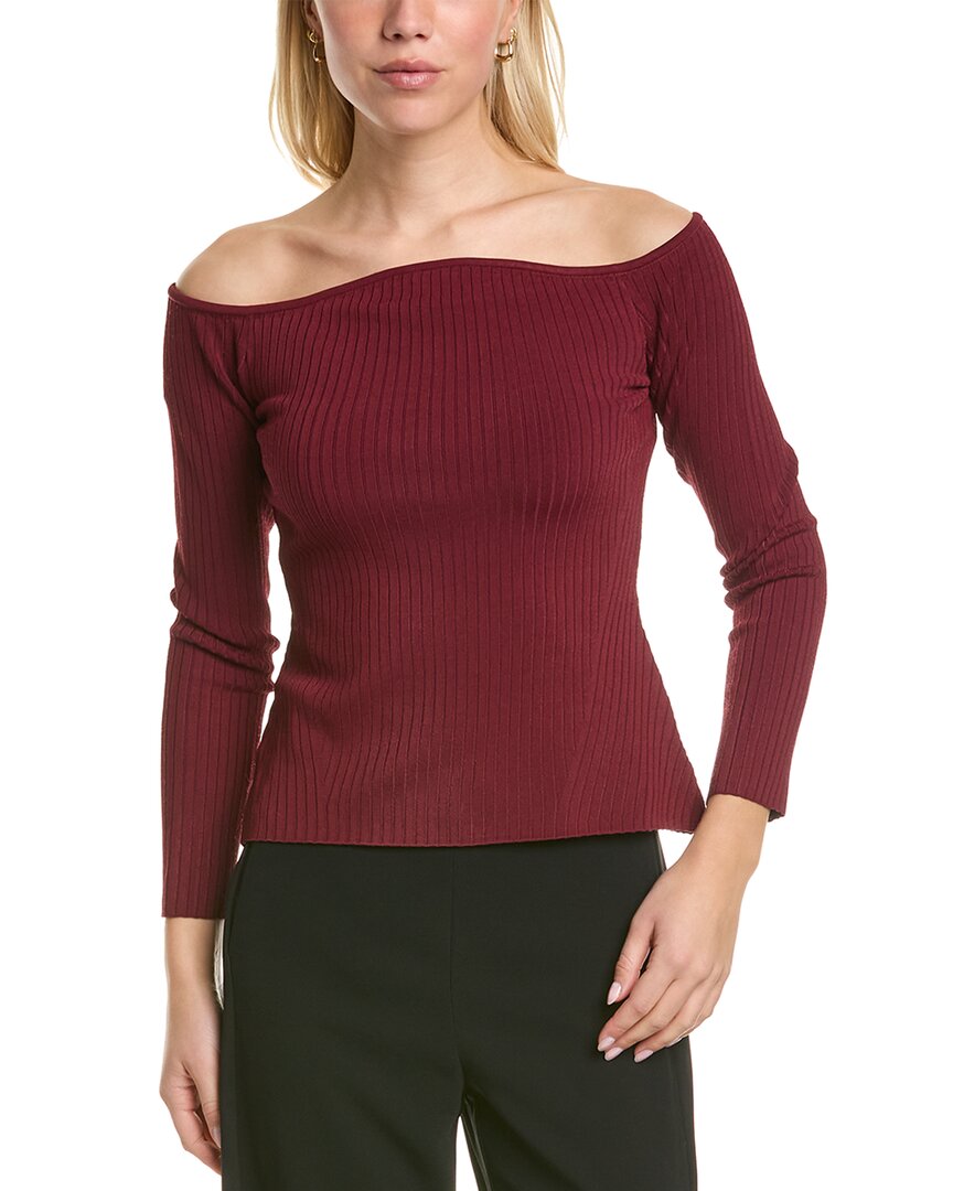 Bcbgmaxazria Ribbed Off-the-shoulder Top In Red