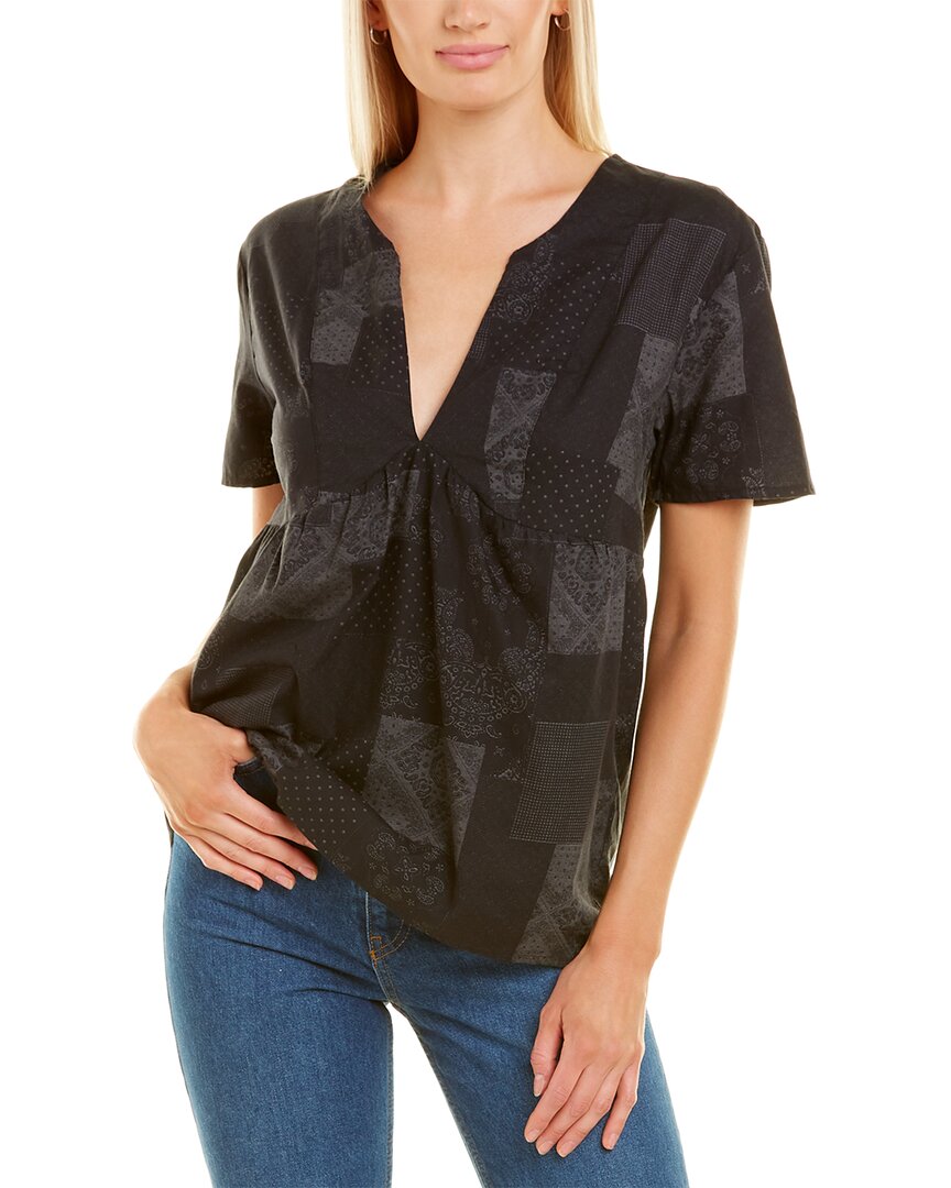 Shop James Perse Patchwork Pring Top In Black