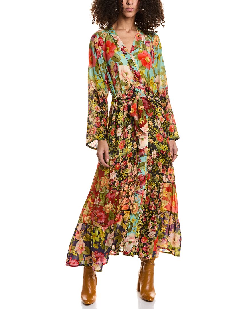 Johnny Was Burke Tie-belt Georgette Kimono In Blue