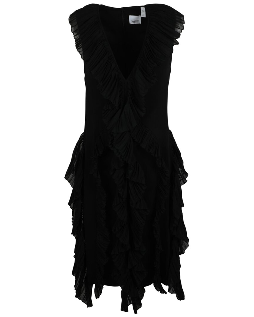 Burberry Sleeveless Pleated Silk Dress Woman Midi Dress Black Size 10 Silk In Black