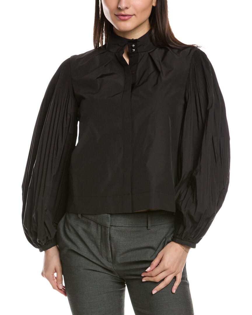 Derek Lam 10 Crosby Lupa Pleated Sleeve Top In Black
