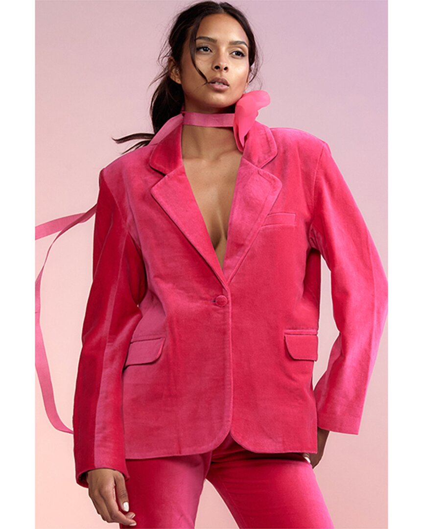 Shop Cynthia Rowley Velvet Blazer In Pink