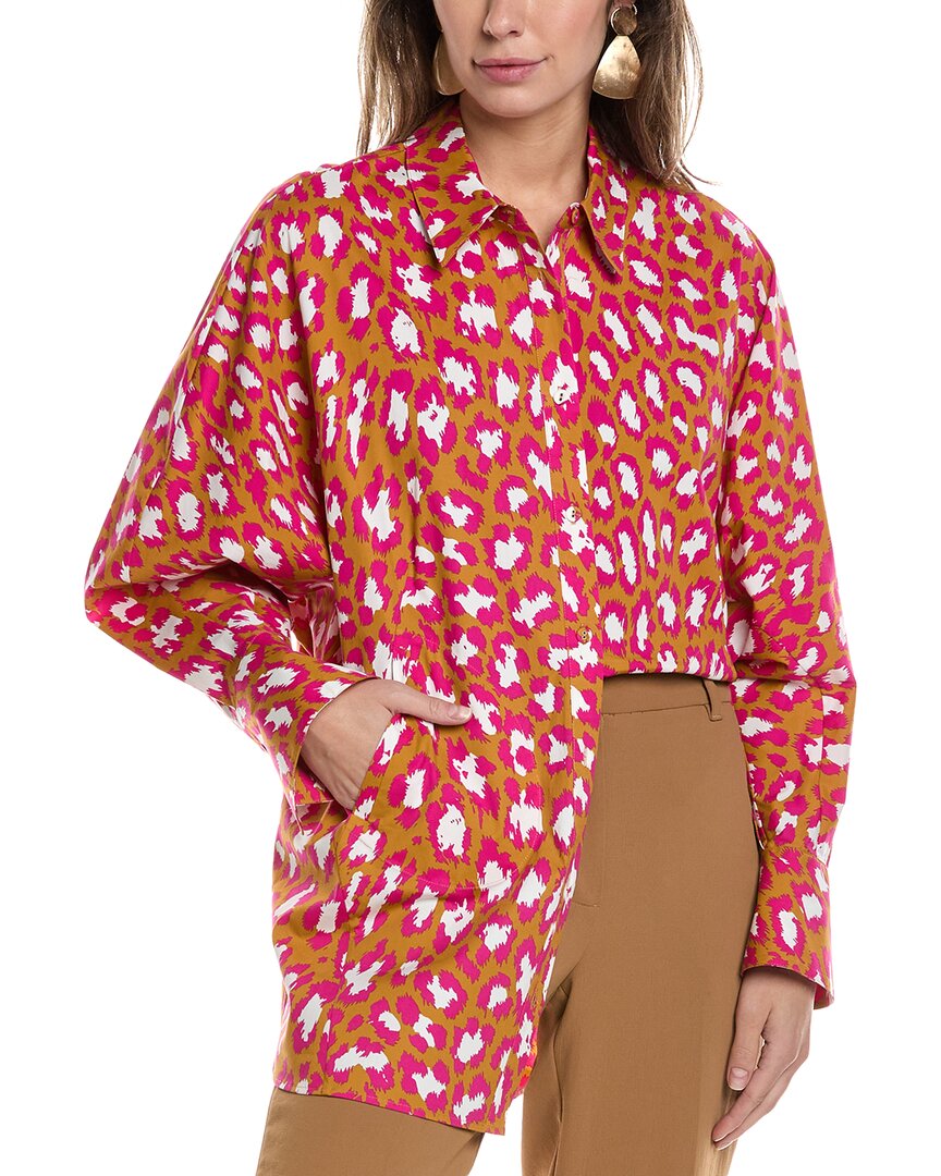 Diane Von Furstenberg Caleb Leopard-print Shirt In Brown