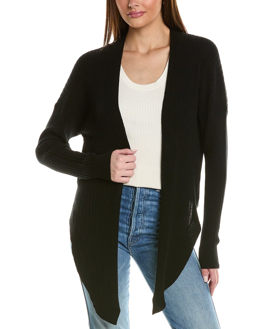 Shop Autumn Cashmere Rib Cashmere Cardigan In Black