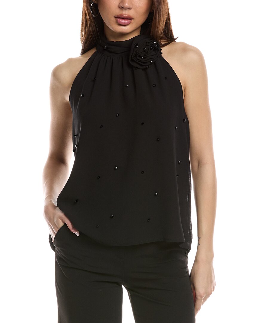 FATE FATE PEARL-EMBELLISHED CORSAGE HALTER TOP