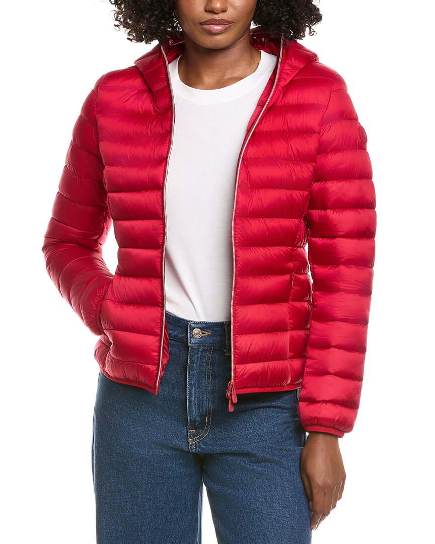 Save The Duck Olly Basic Hooded Basic Jacket In Red