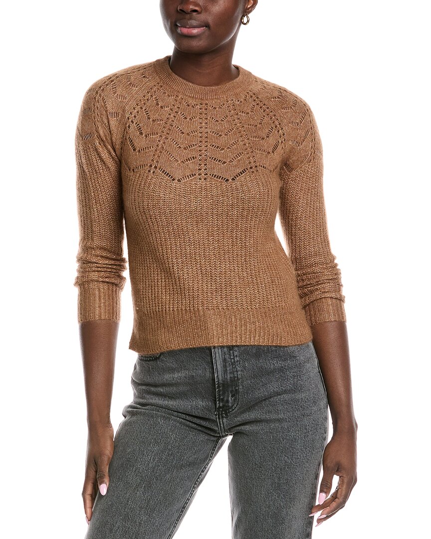Autumn Cashmere Scalloped Pointelle Yoke Cashmere & Silk-blend Sweater In Brown
