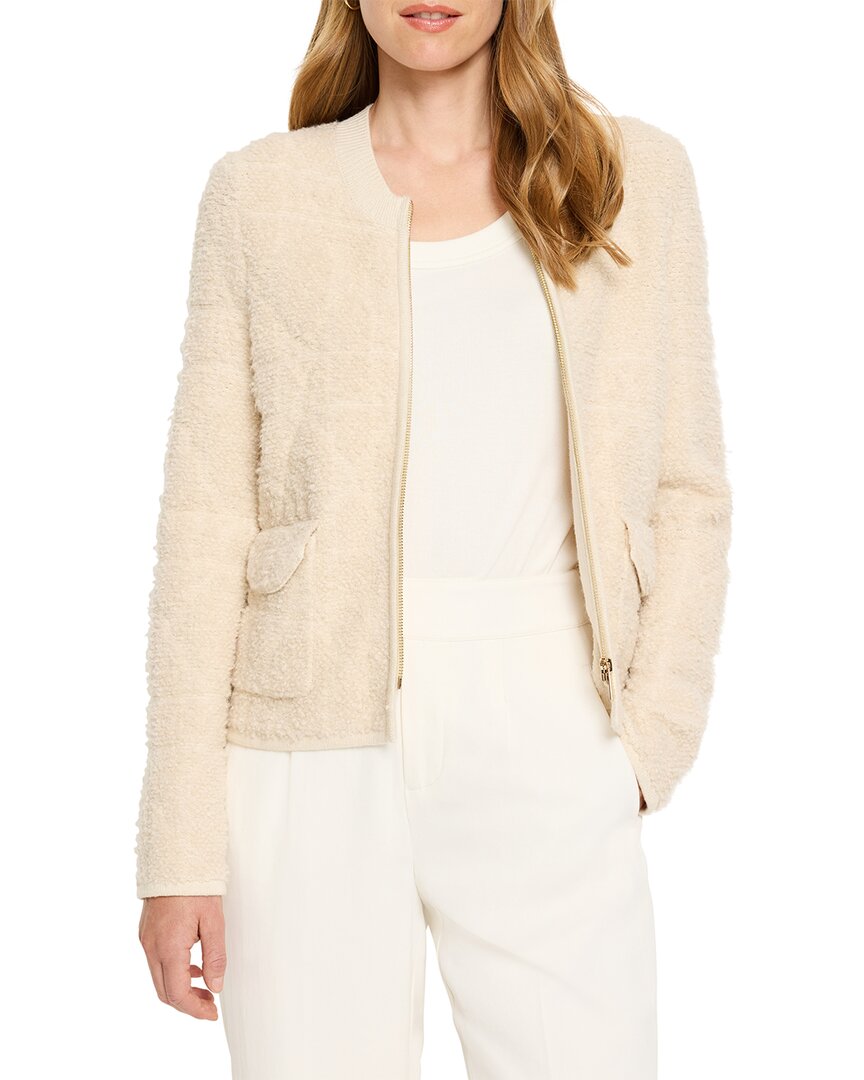 Nic + Zoe Diamond Detail Sherpa Wool-blend Jacket In Neutral
