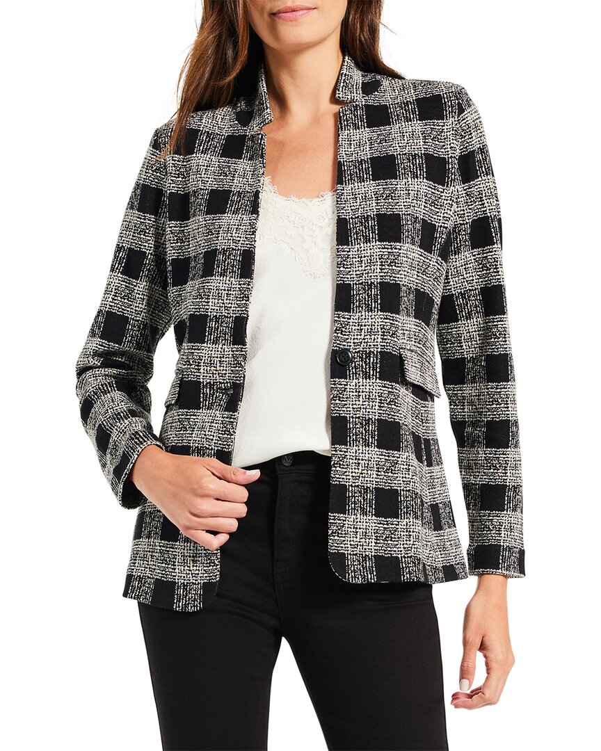 Shop Nic + Zoe Nic+zoe Perfectly Plaid Knit Linen-blend Blazer