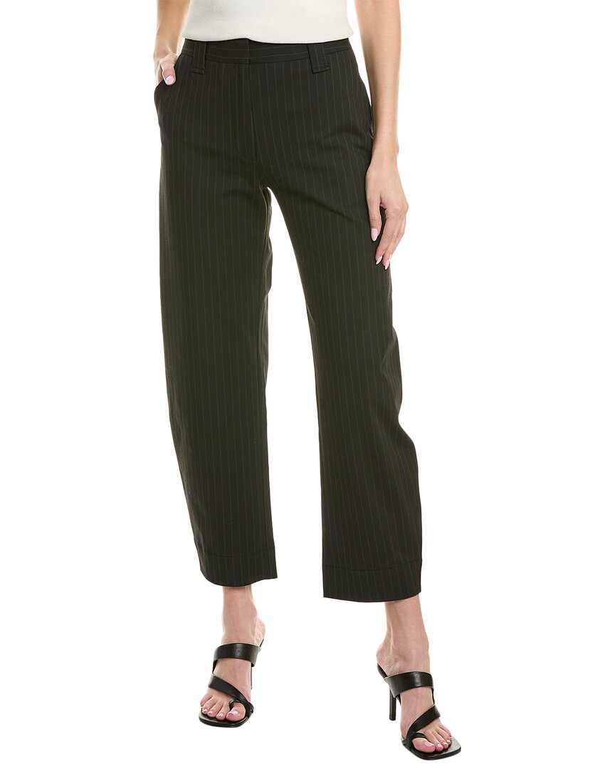 Shop Ganni Stretch Stripe Mid-waist Pant In Black