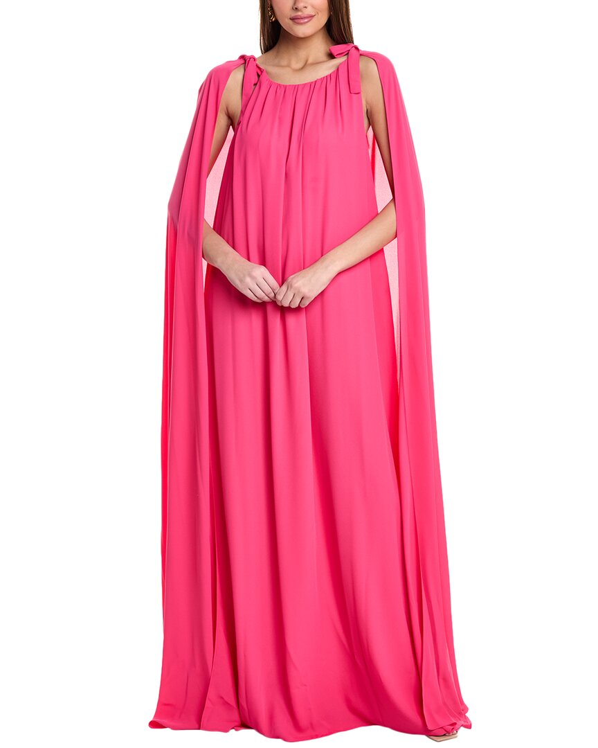 Carolina Herrera Ruched Neck Halter Gown In Pink