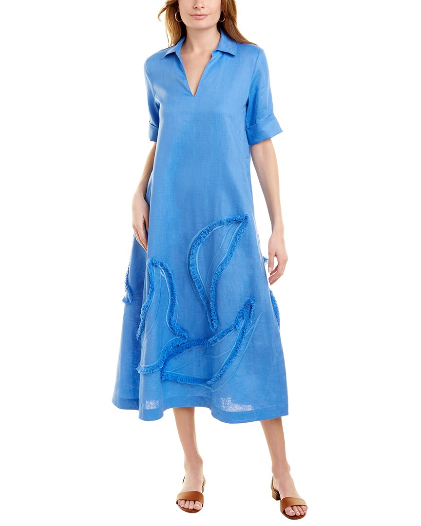 Lafayette 148 Sera Linen Dress In Blue | ModeSens