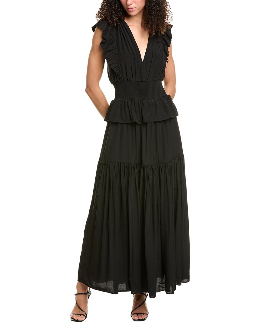 Stella + Lorenzo Smocked Maxi Dress In Black