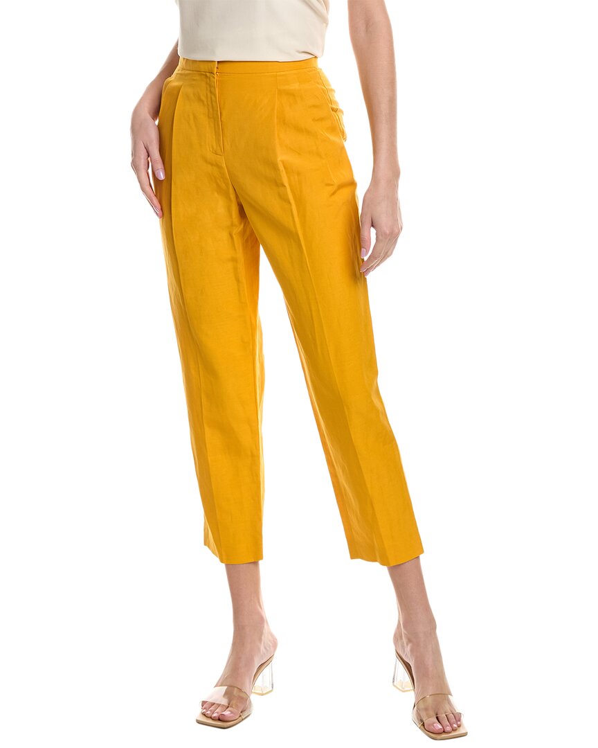 Shop Lafayette 148 New York Franklin Silk & Linen-blend Pant In Orange