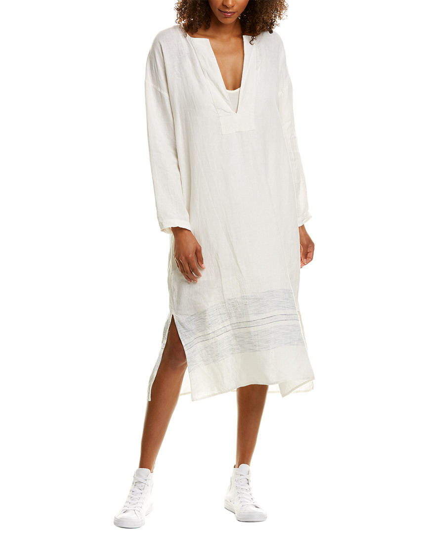 Image of James Perse Pull-On Stripe Linen Midi Dress