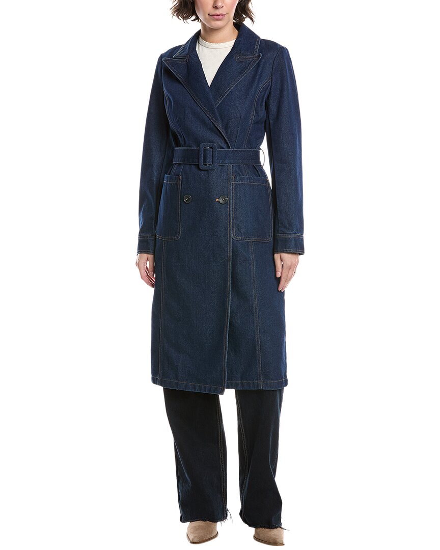 Avec Les Filles Medium Trench Coat In Blue