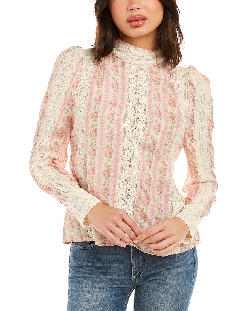 Loveshackfancy Jacque Silk Top In Pink