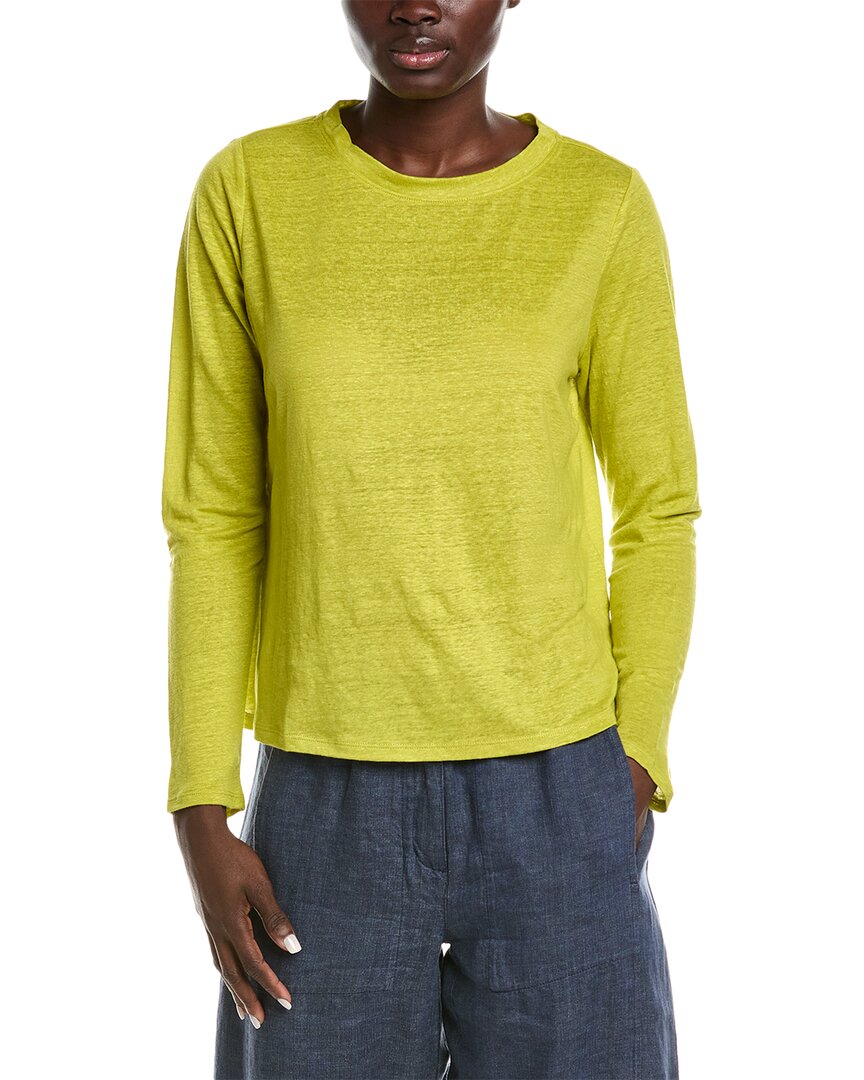Eileen Fisher Petite Crewneck Linen T-shirt In Green