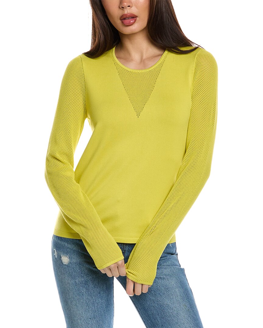 St John Mesh Knit Sweater In Yellow