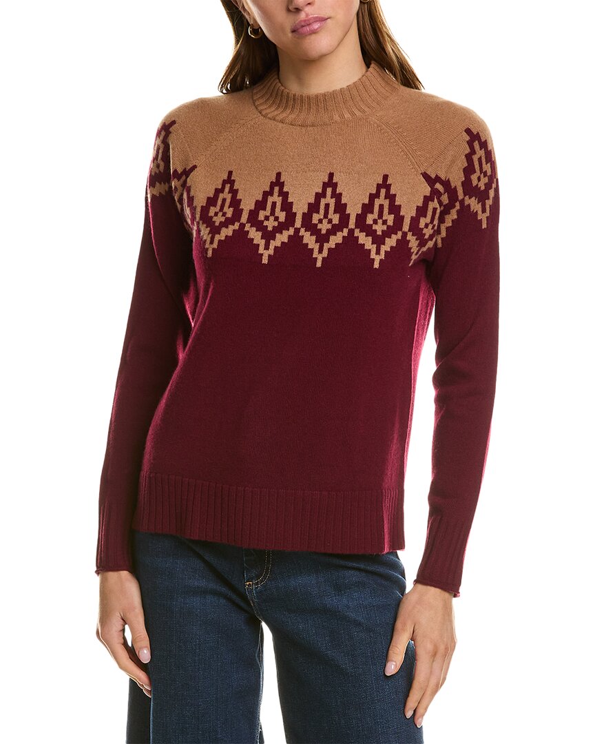 Hannah Rose Diamond Peak Fairisle Wool & Cashmere-blend Sweater In Red