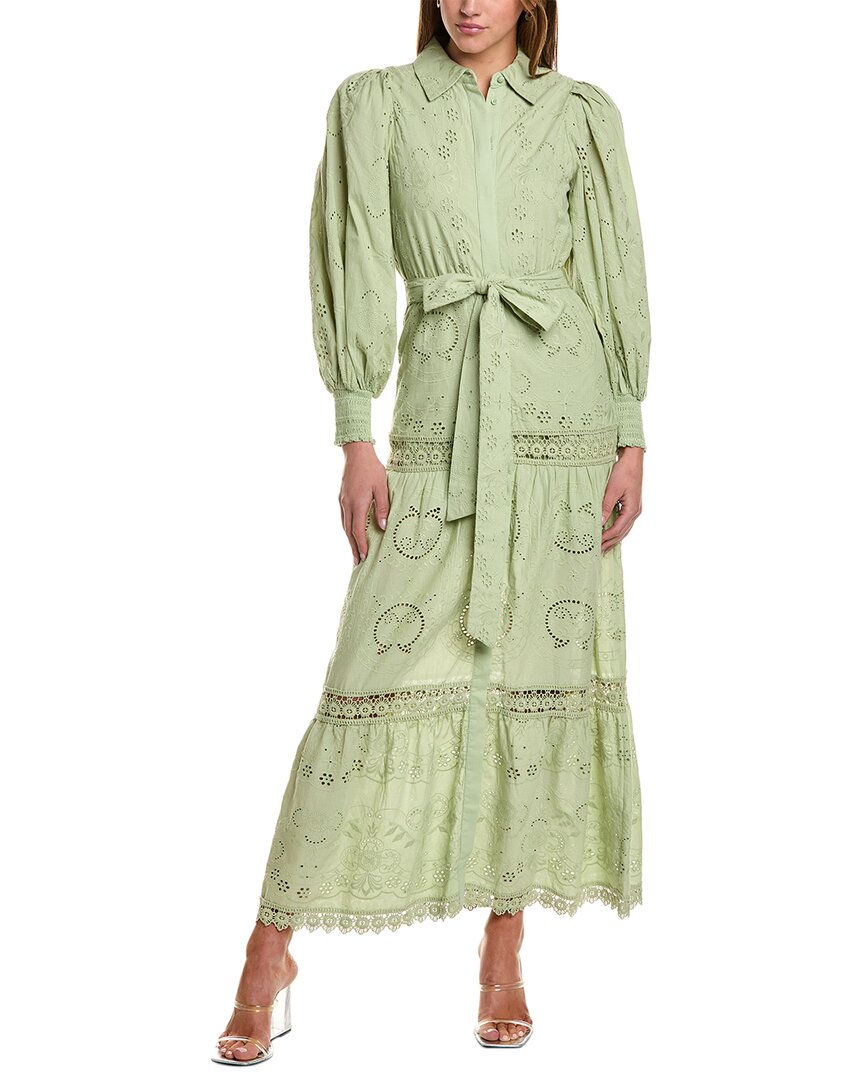 Alice And Olivia Lilly Collared Eyelet Midi Dress