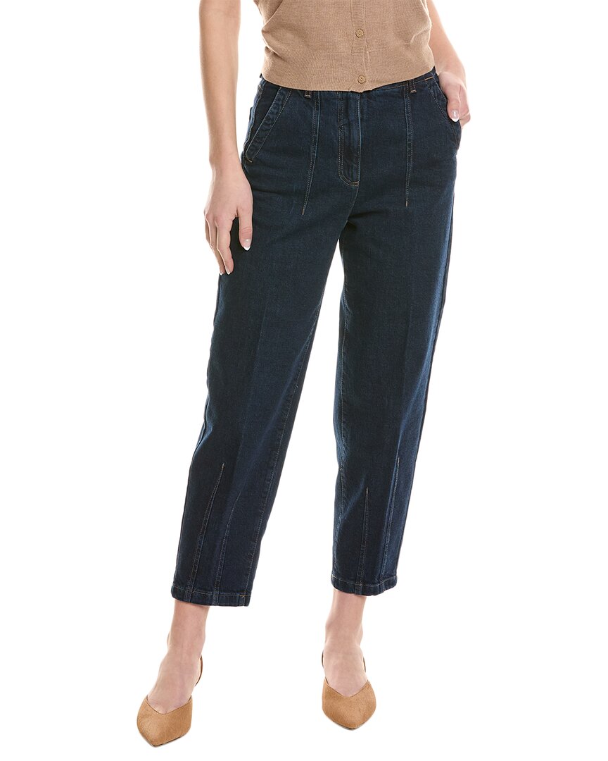 Shop Peserico Dark Wash Relaxed Jean In Blue