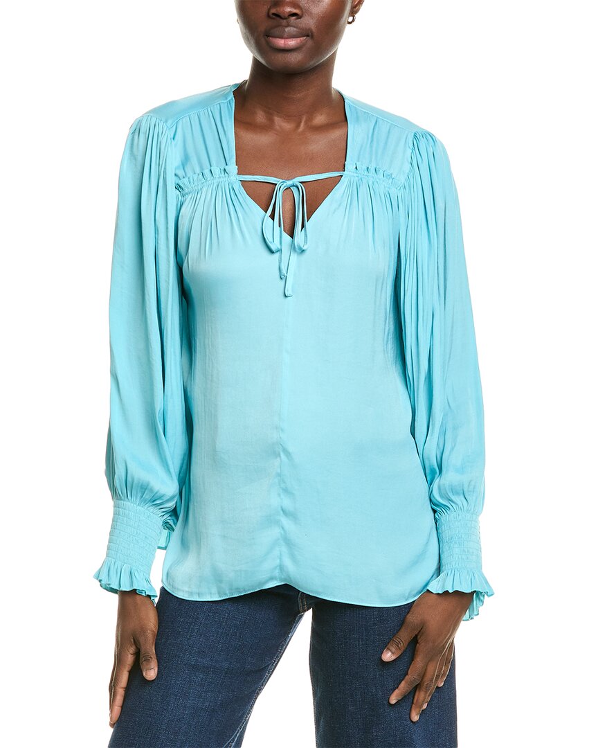 Elie By Elie Tahari Sateen V-neck Tie Woven Top