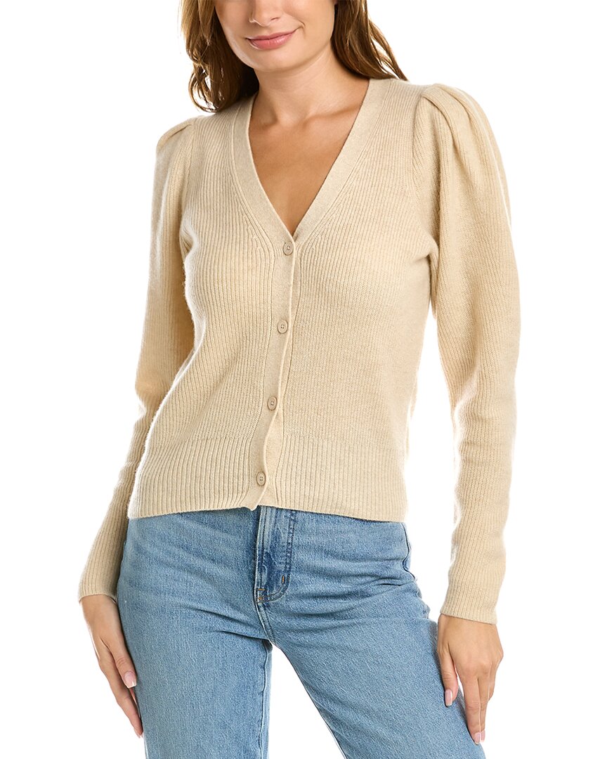 Shop Design History Puff Sleeve Cashmere Sweater In Beige