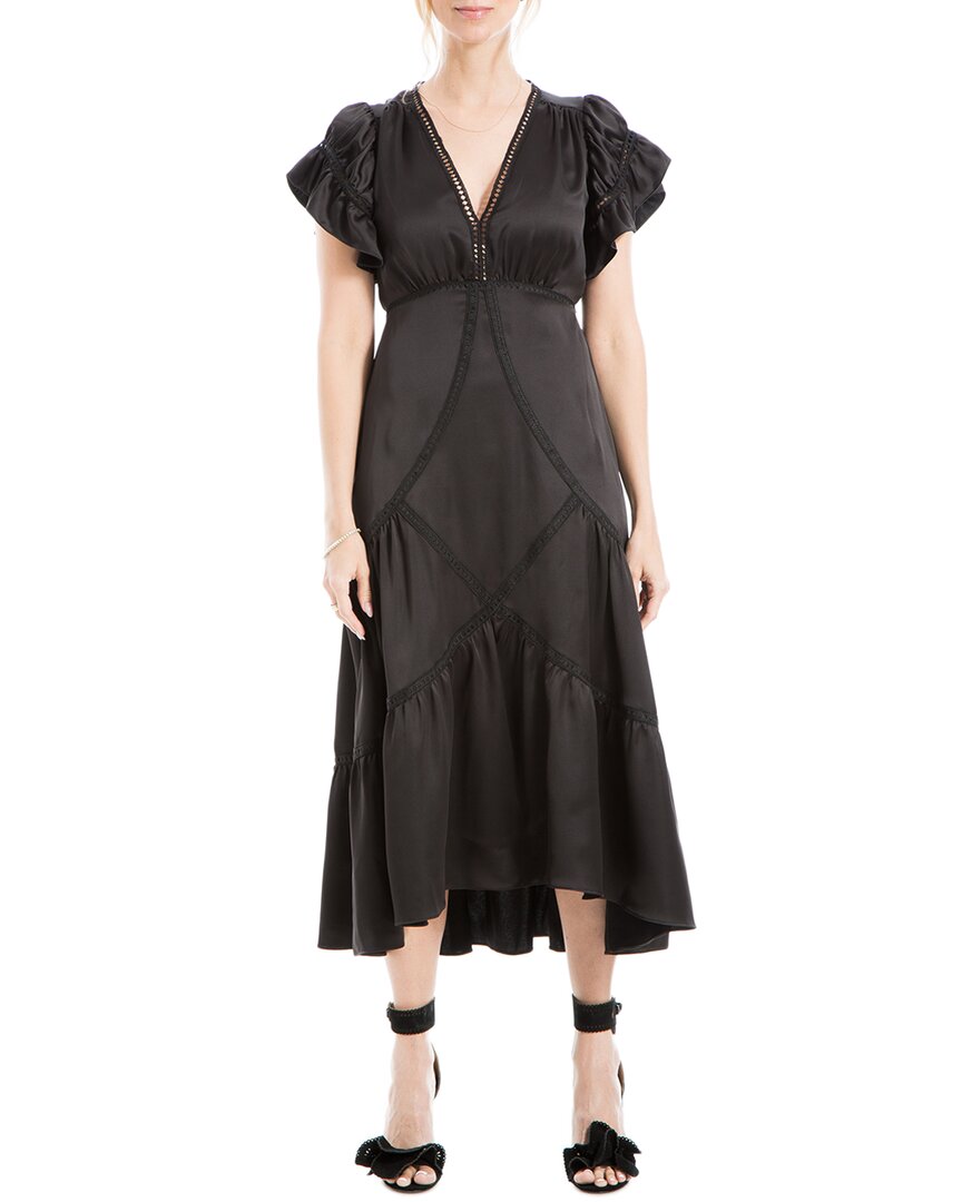 Max Studio Flutter Sleeve Satin Midi Dress
