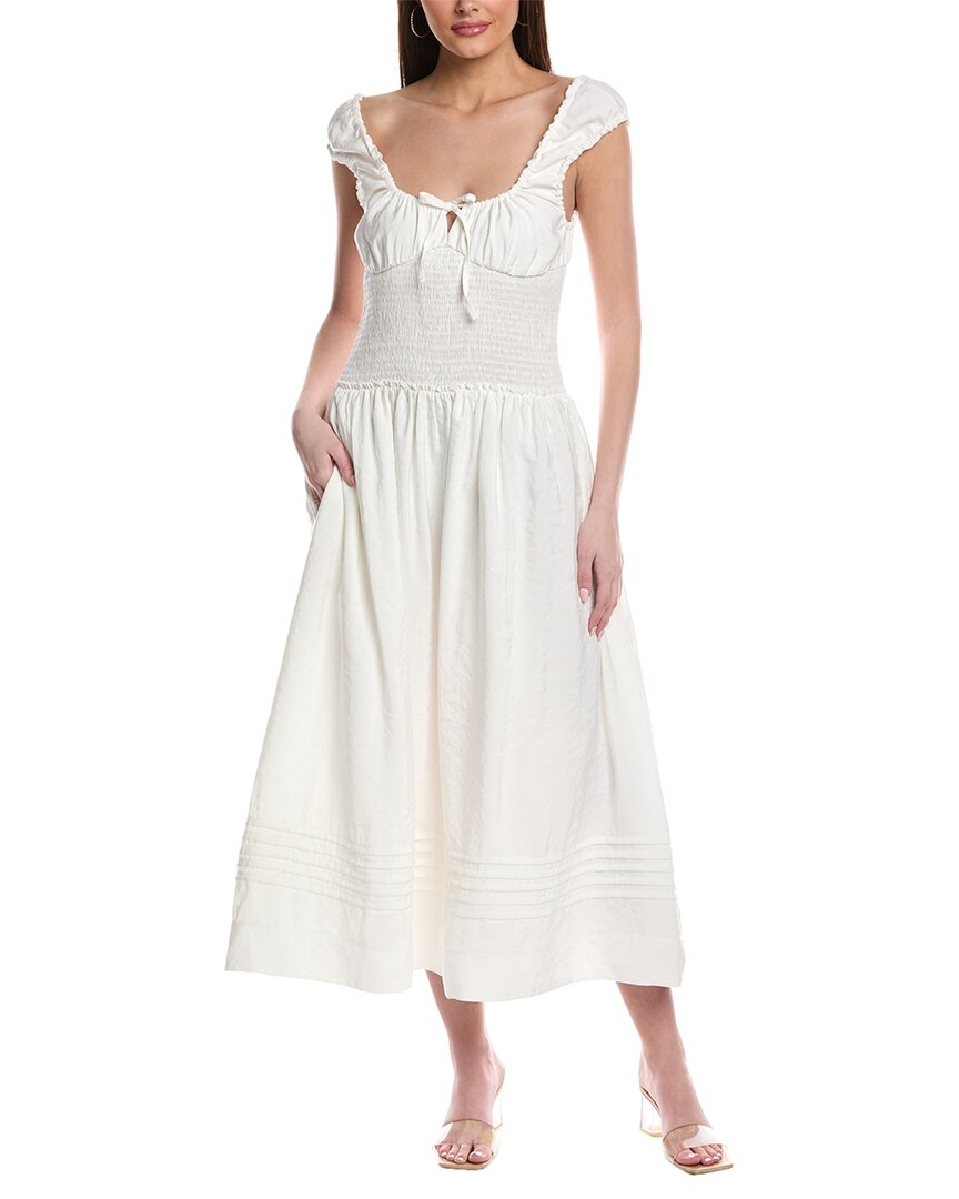 Allsaints Eliza Scoop Neck Slim Fit Maxi Dress In White