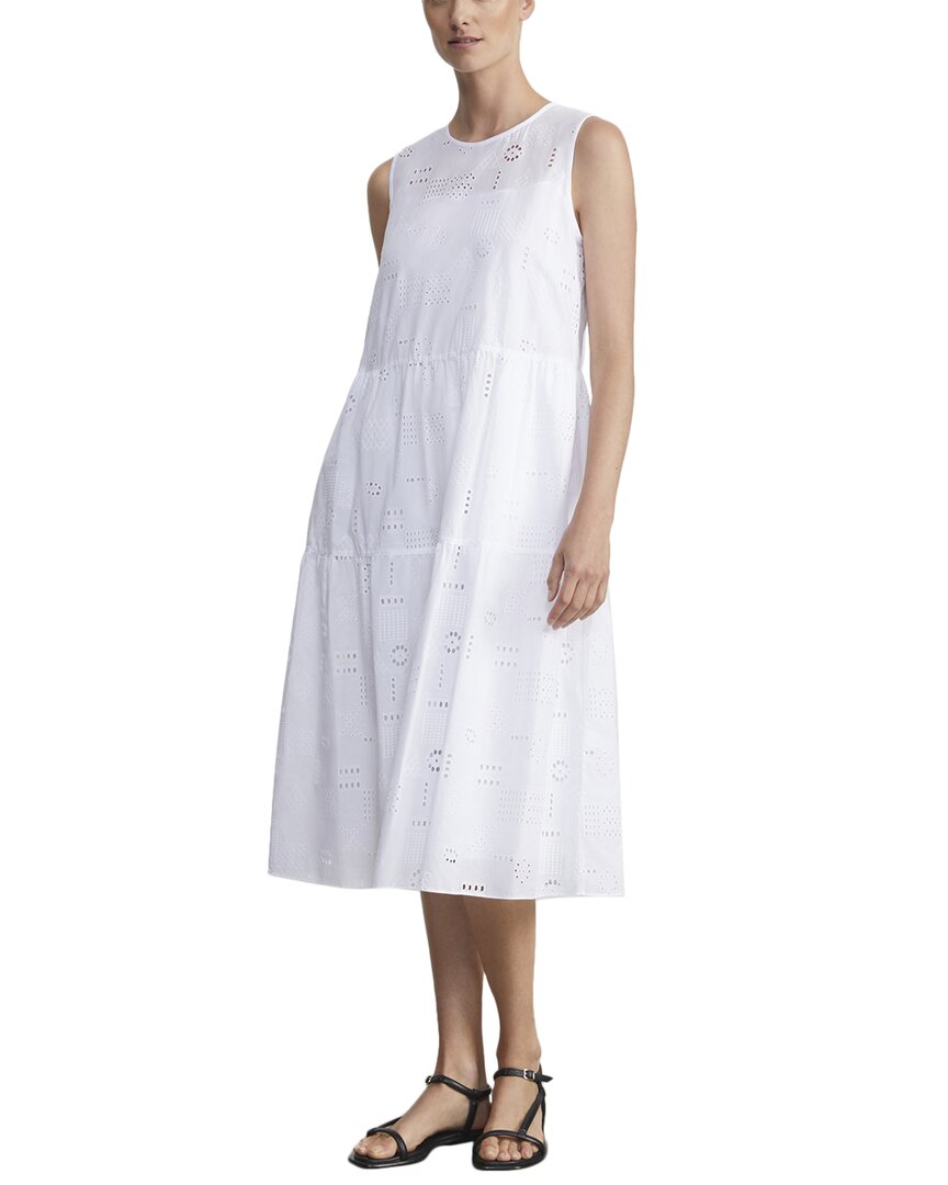 Pre-owned Lafayette 148 York Blair Linen Dress Women's In White