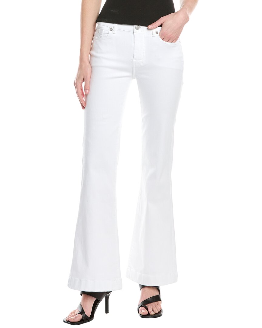 7 For All Mankind Dojo Tailorless White Flare Jean In White