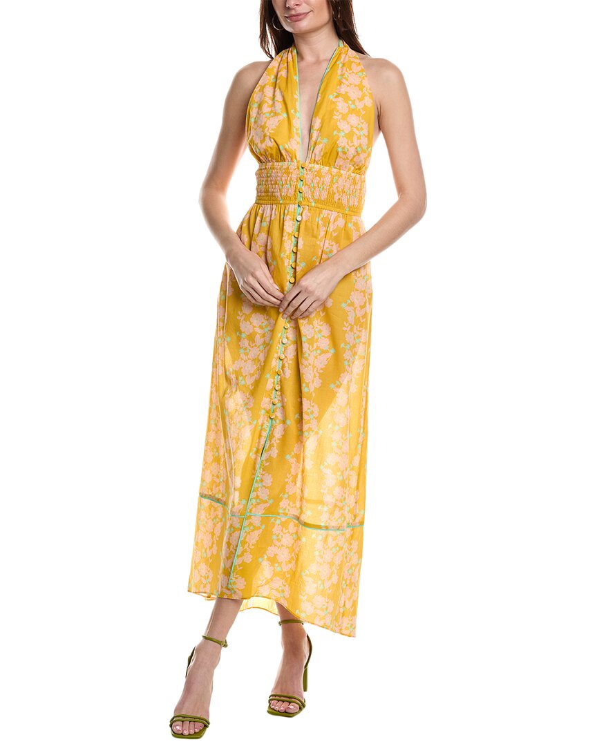 Shoshanna Halter Midi Dress In Yellow