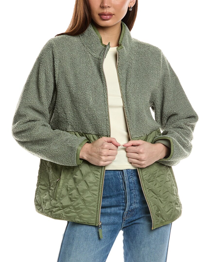 Tommy Bahama High Pile Fleece Mixed Media Quilted Jacket In Green