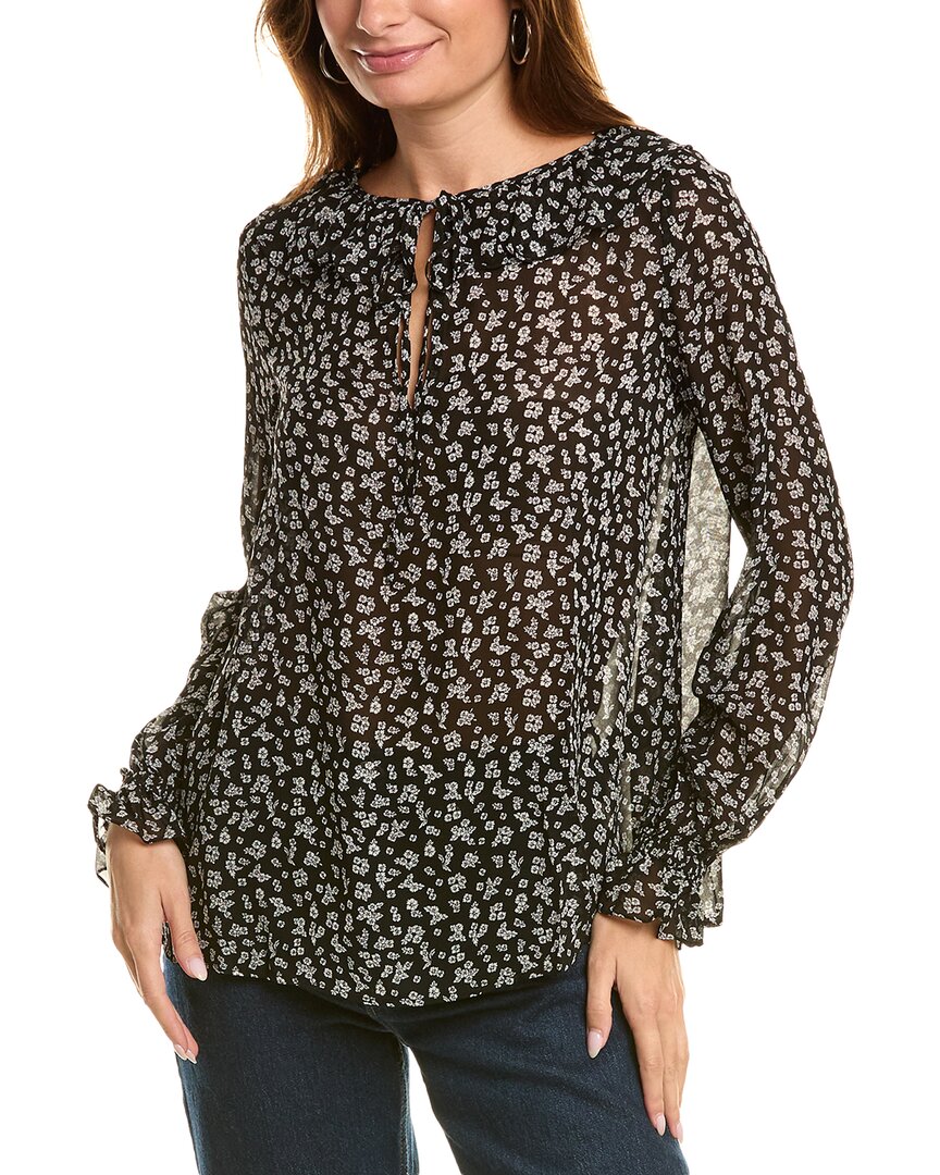 Shop The Kooples Tie Neck Blouse In Black